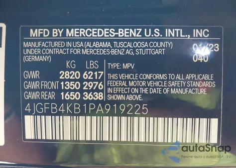2023 Mercedes-Benz Gle 350 4Matic z USA, uszkodzony, nr VIN 4JGFB4KB1PA919225